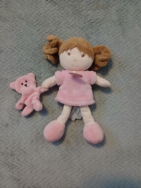 Pink Plush Doll with Teddy Accessory